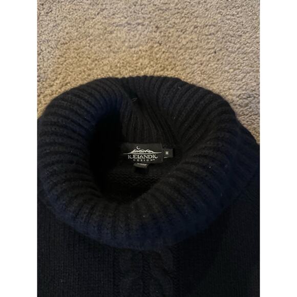 VTG Icelandic Design Black Silk Angora Cable Knit Turtleneck Sweater – Size M - Picture 6 of 6